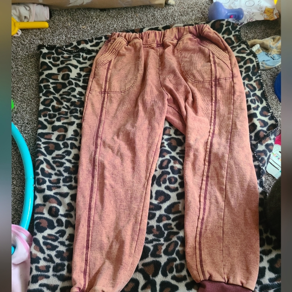 Orange  Acid Washed Joggers